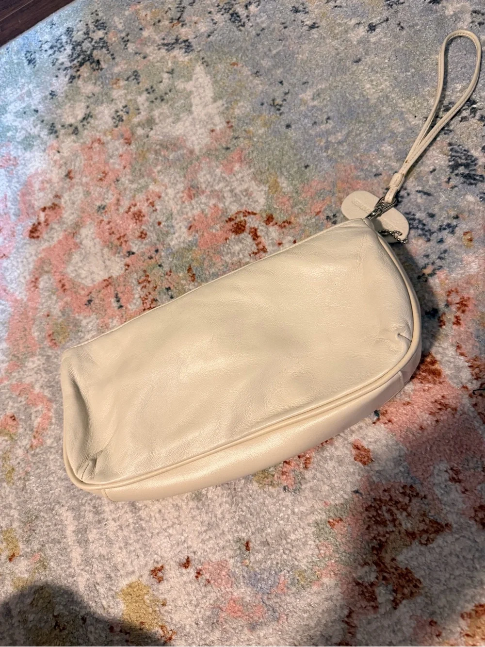 Worthington Cream Leather Wristlet Clutch